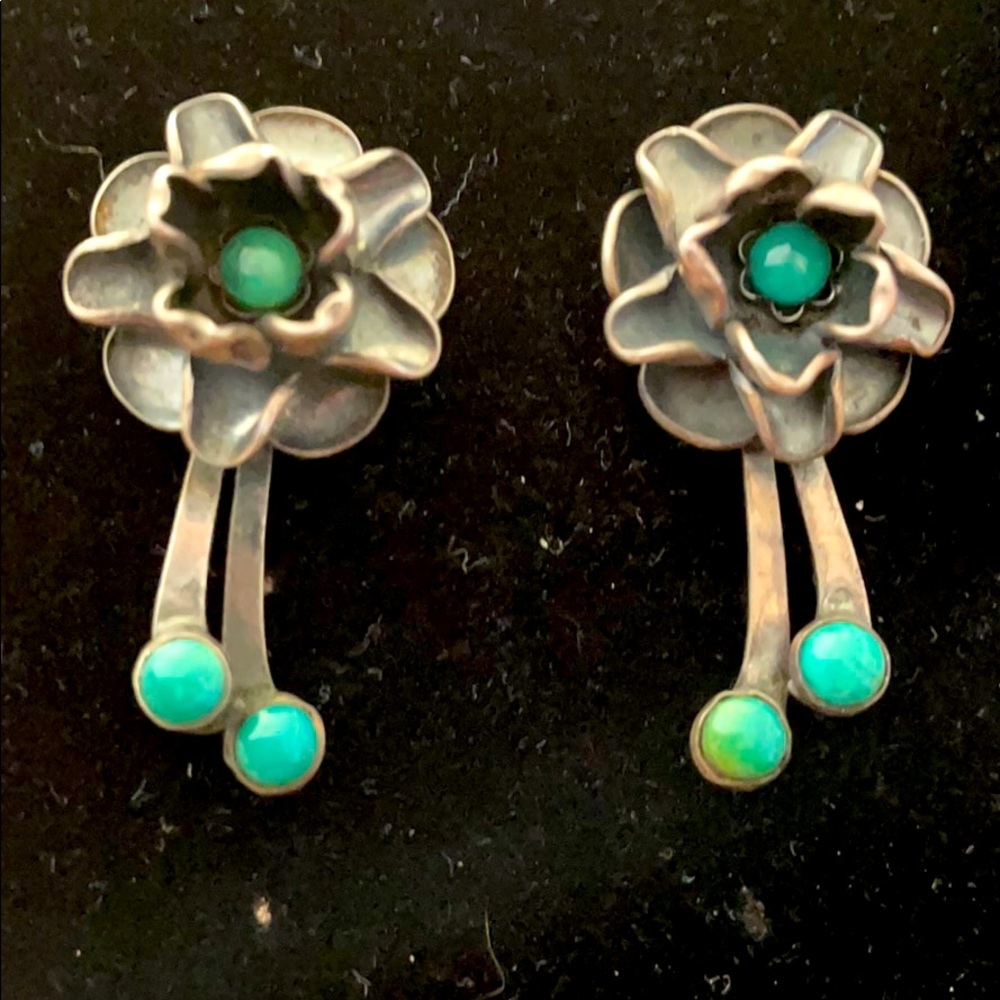 Sterling with turquoise stud earrings.